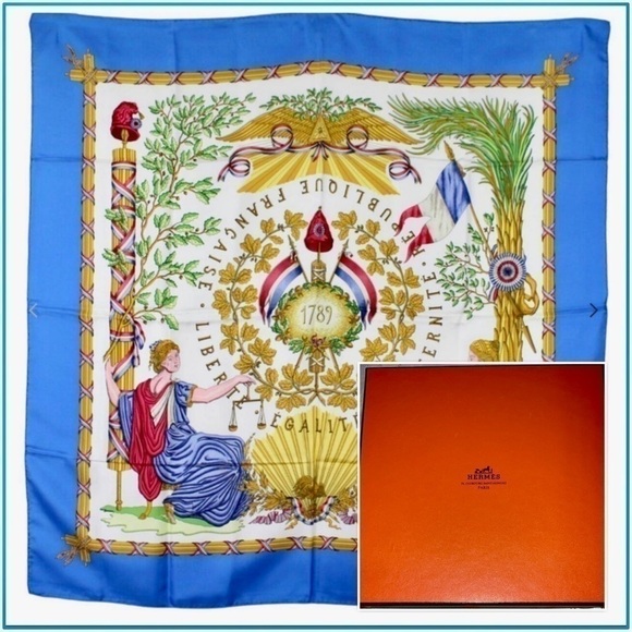 Hermes Silk Scarf "1789 Liberte Egalite Fraternite" by Joachim Metz 90cm NWT/Box - Picture 1 of 16